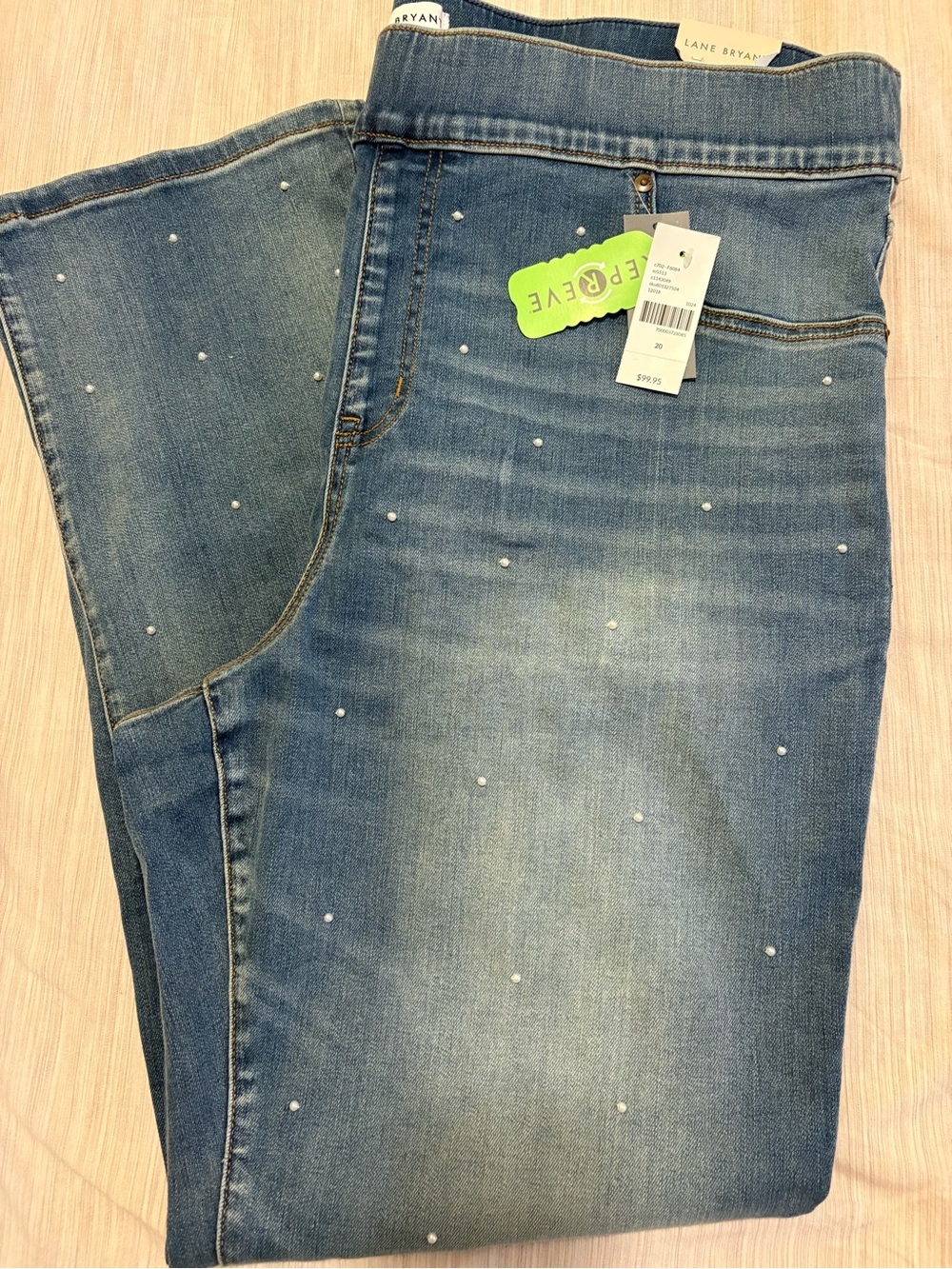 Lane Bryant Blue Pearl-Accent Stretch Jeans